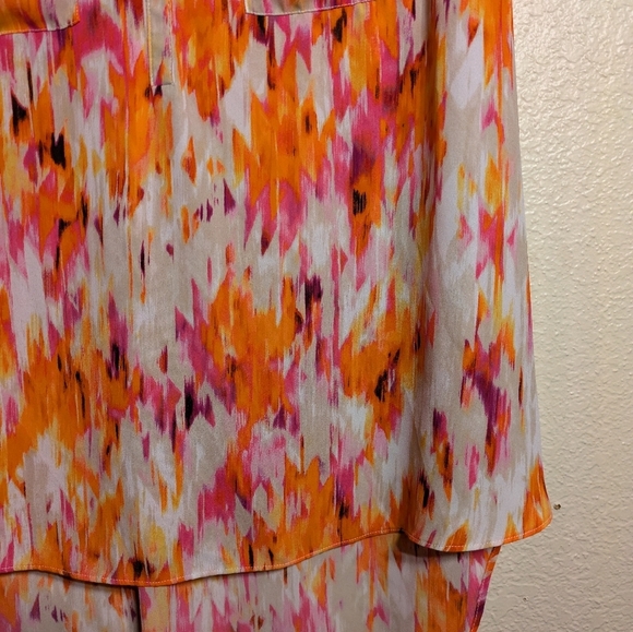 Ana  Women's Sleeveless Top - Orange and Pink Pattern Size 2x Pre-owned - Picture 3 of 6